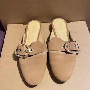 EUC MICHAEL Michael Kors Slides with Gold Buckle
